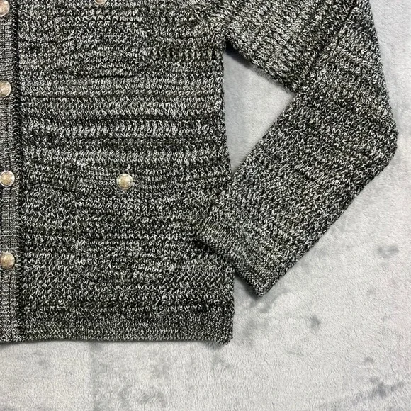 Gerard Darel Cardigan Women Size 2 Grey Excellent Wool Blend Gold Crest Buttons - Picture 10 of 16